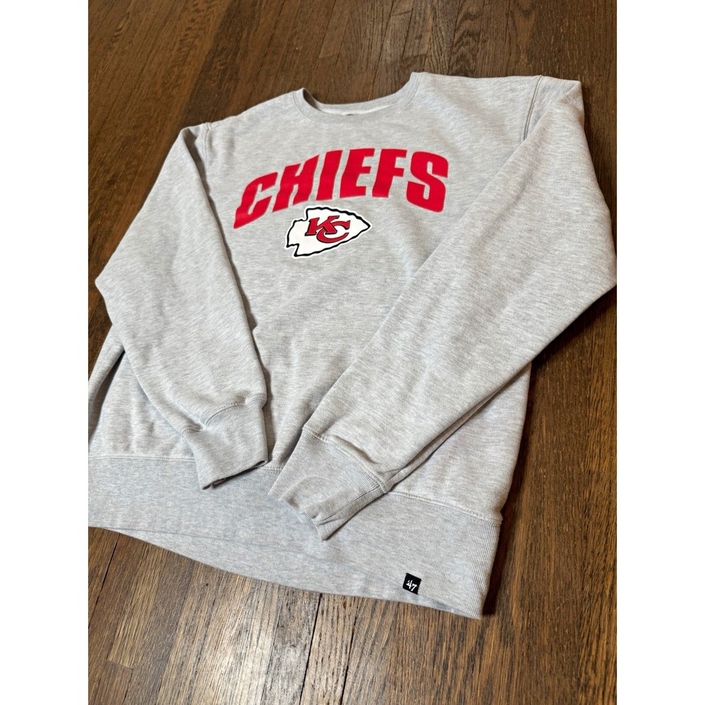 '47 Brand Kansas City Chiefs NFL Football Crewneck Sweatshirt Gray Red White XXL